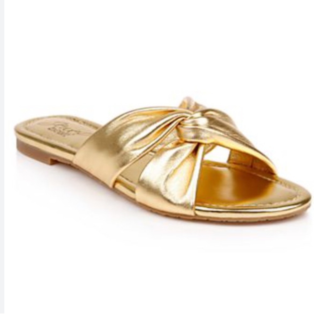 J. Crew Gold Leather Heels and Pumps Slide Sandals 10